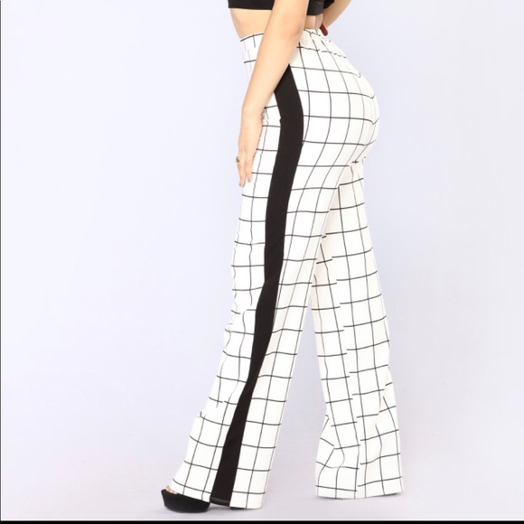 Black White Stripe Grid Fashion Nova Pants - Picture 5 of 5